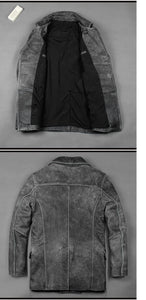 Thick Double Breasted Leather Jacket