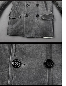 Thick Double Breasted Leather Jacket